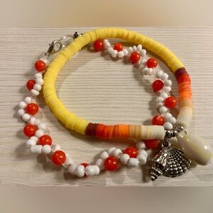 Colorful Beaded Necklace with Shell Charm